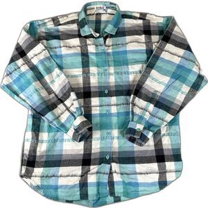 Vintage 80s Angelique Long Sleeve Flannel Top Womens Large L Camp Boho Cotton